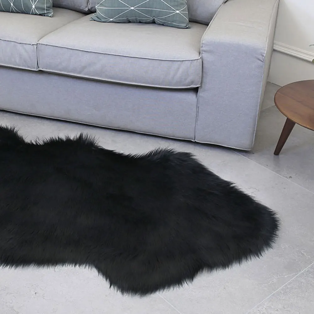 Black Ковер, пол, шерсть, для спальни, роскошный Пушистый Ковер, шерсть, волнистая форма, 180X80 см, украшение для домашнего стула, для столовой, для дивана, коврик - Цвет: Black