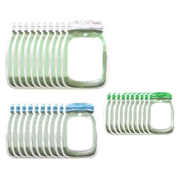 

Mason Jar Bags Reusable Storage Bags, Airtight Freezer Bags Zipper Lock Lunch Bag for Food Travel Home Organization 30