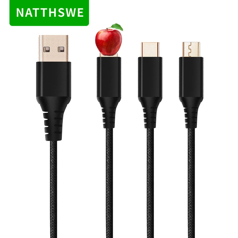 NATTHSWE 3 в 1 кабель для быстрой зарядки Micro usb type-C для Android LeTV samsung huawei Xiaomi Apple Phone