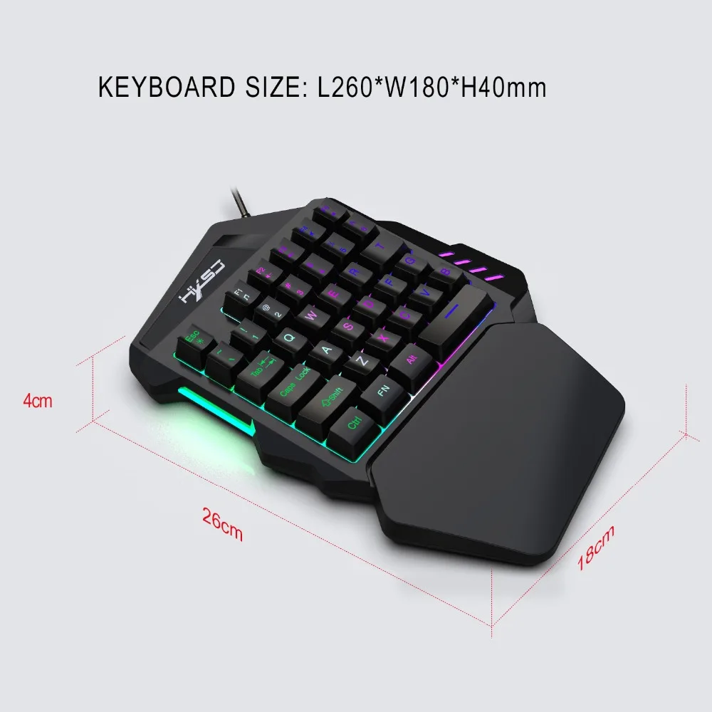 HXSJ Проводная игровая клавиатура с подсветкой с одной рукой, Портативный Мини-Игровой Набор для мобильного телефона, клавиатура и мышь