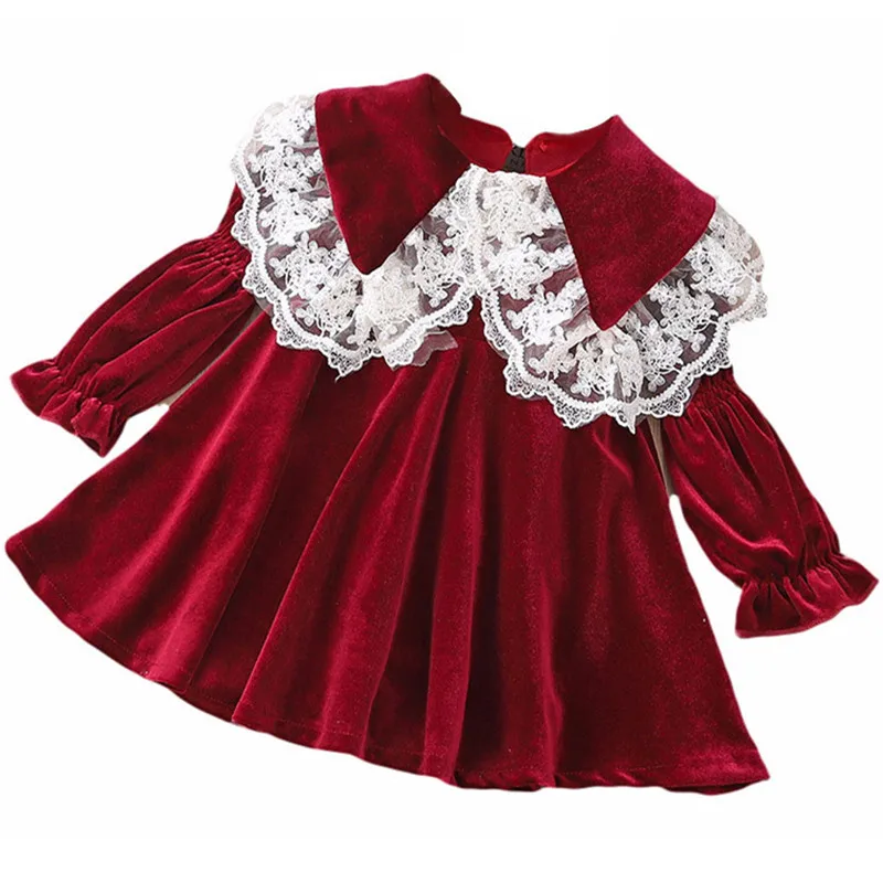 Элегантное свадебное платье принцессы для маленьких детей; зимние вечерние платья с длинными рукавами для девочек; бархатная юбка-пачка; детская одежда; Детские платья