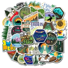 50 PCS Stickers Pack, Outdoor Adventure Travel Stickers, Colorful Waterproof PVC Stickers for Flask, Laptop, Water Bottle