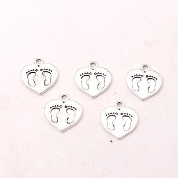 

30pcs/lot Silver Plated footprint Charm Metal Pendants DIY Necklaces Bracelets Jewelry Handicraft Accessories 15*14mm P620