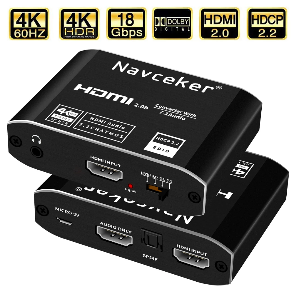 2022 лучший ARC HDMI 2 0 аудио экстрактор 4K 120 Гц RGB8:8:8 HDR сплиттер преобразователь в