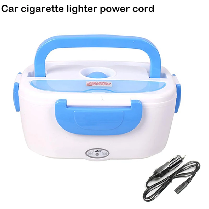 1.05L Portable Electric Heating Lunch Box Container Food Storage Warmer With Spoon EU/US/UK Plug kitchen Electric Meal Warmer - Цвет: car blue