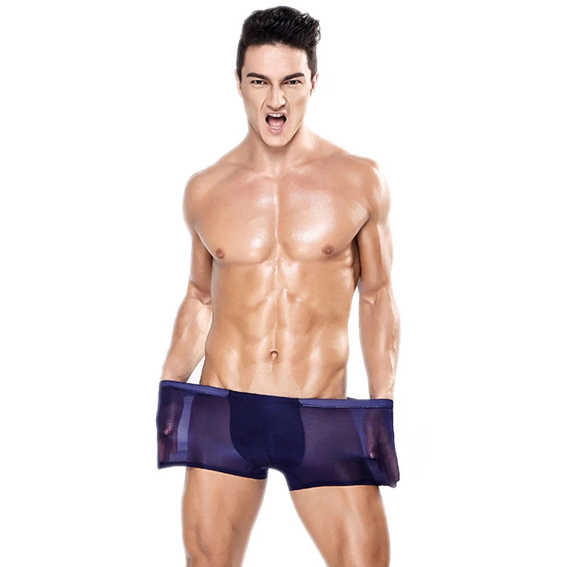 Sexy Modal Ice Silk Boxer Men Underwear Solid Breathable Men High Stretch Mid-rise Soft Underpants Shorts Men Trunks Panties