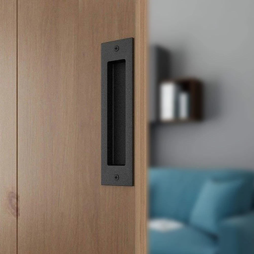 Door Handle Sliding Barn Easy Install Flush Pull Matte Rustproof Hardware Accessories Finger Gate Embedded Square Home Frosted