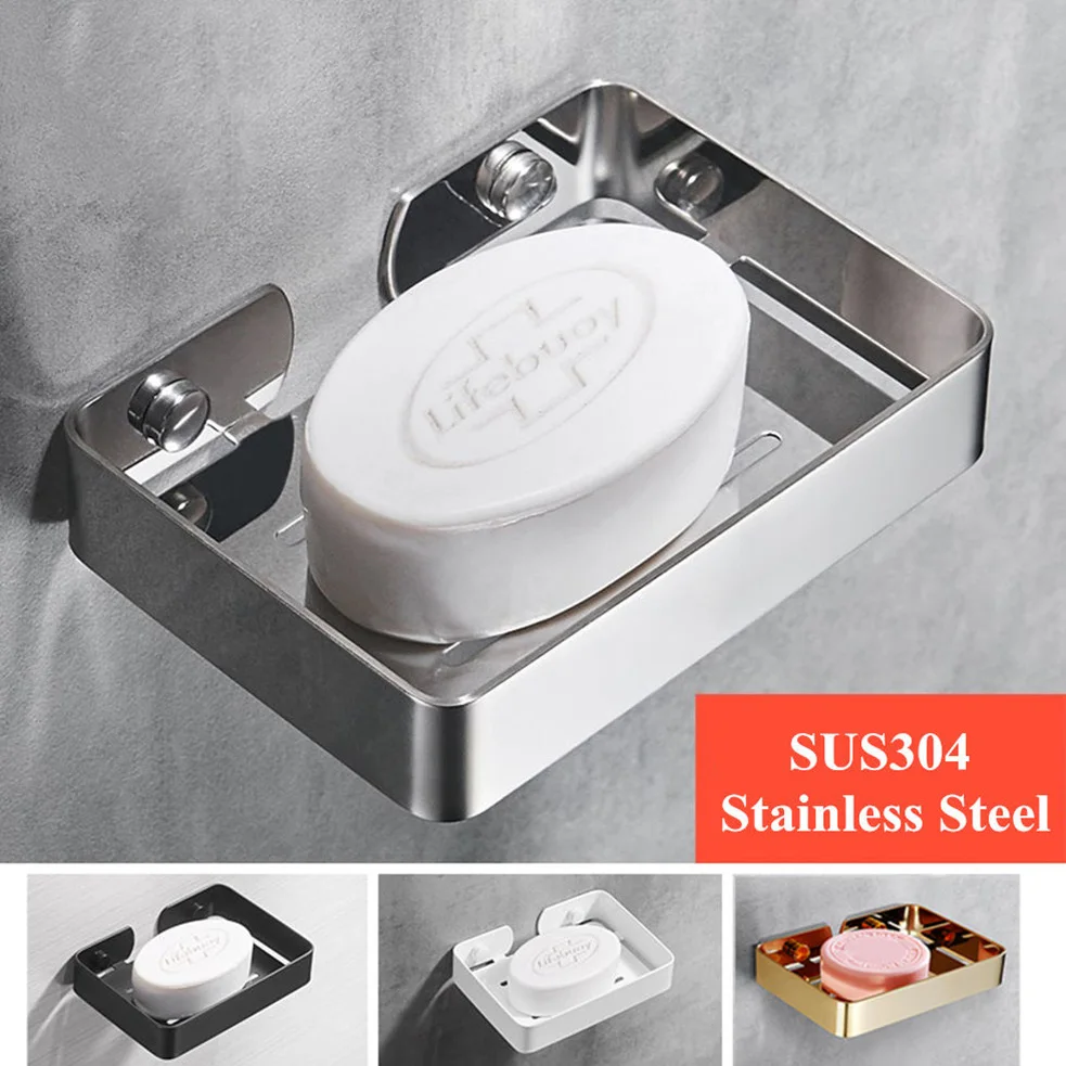 Wall Mounted Soap Dish Holder Bathroom Bath Shower Stainless Steel Basket Jian 