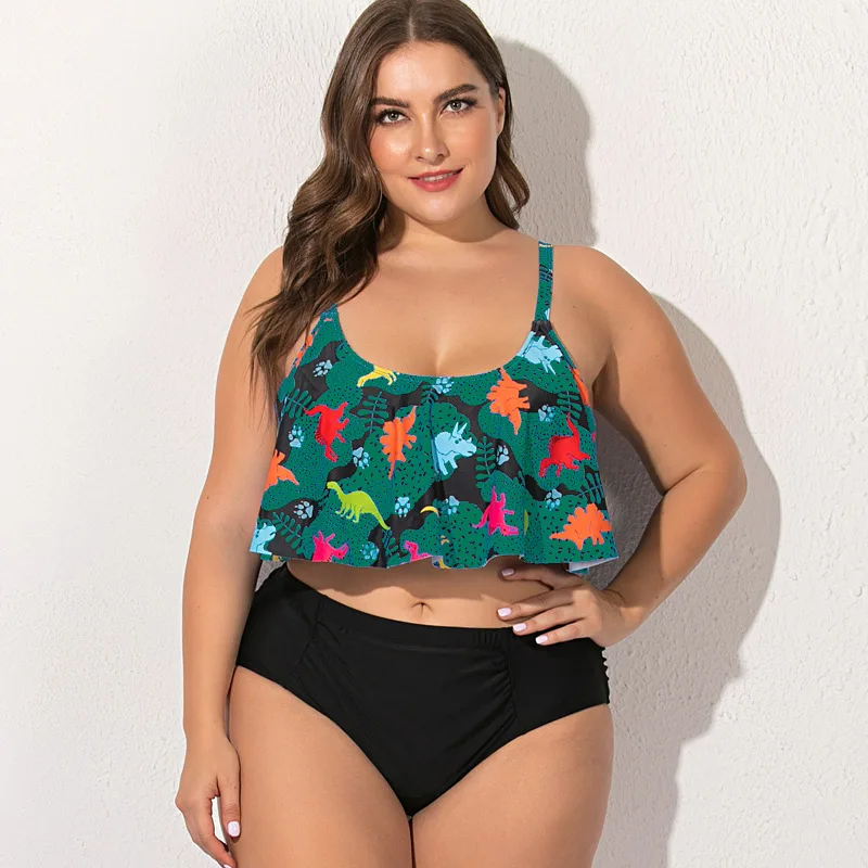 

Women plus size large Brazilian print Tankini bikini summer beach swimwear swimsuit swimsuit back cross ladies swimsuit big 5XL