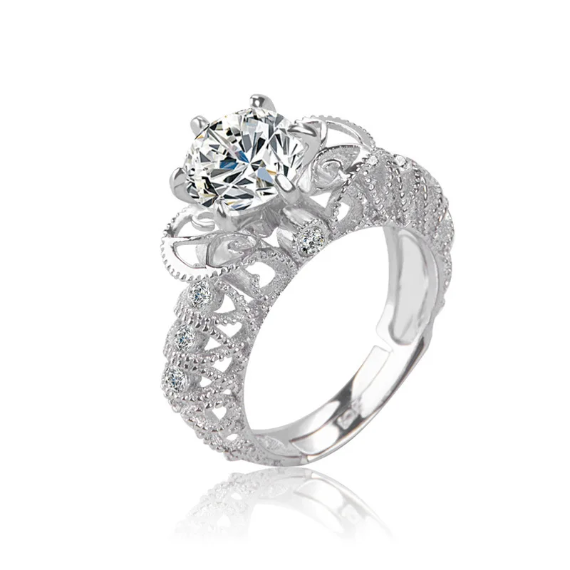 

Rings for Women Hollow Ring Diamond Fine Jewelry Adjustable Open Silver Rings Engagement Wedding Ring for women Finger Party