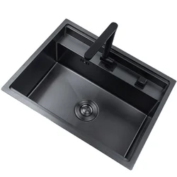 Hidden Black Kitchen Sink Stainless Steel Undermount Mixer Taps Bathroom Sinks Water Pipe Cocina Accesorio Home Improvement YQ50