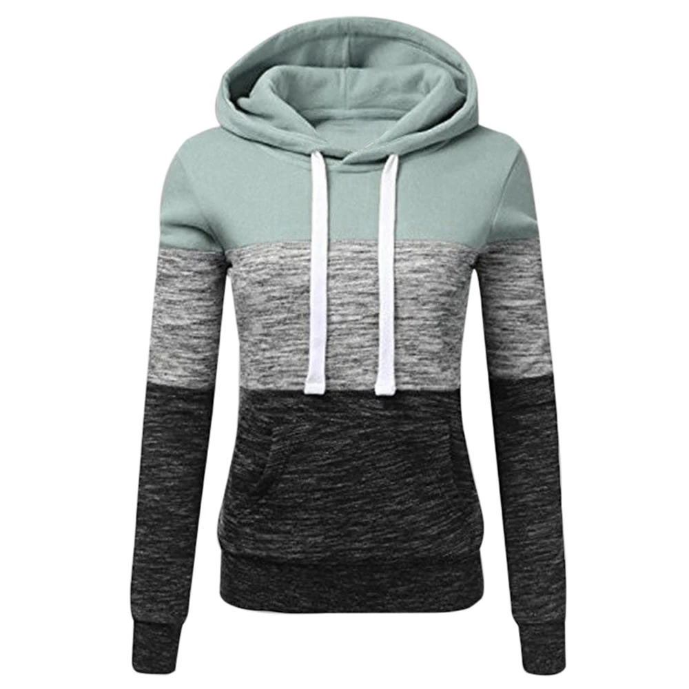 

2019 New Autumn Winter Women Sweatshirts Casual Hoodies Sweatshirt Patchwork Ladies Hooded Pullover Women Clothing Warm Tops