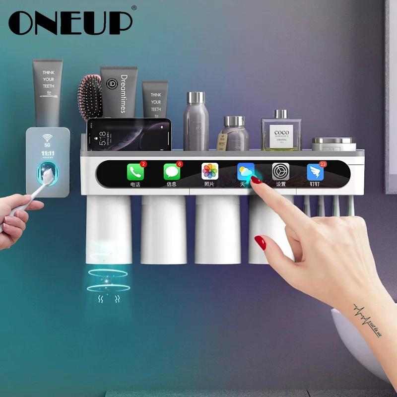 Магнитный держатель для зубных щеток ONEUP с 4 чашками|Наборы аксессуаров ванной| |