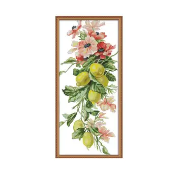 

Countless Rich Fruits Cross Stitch Flowers Patterns 14CT 11CT Counted Printed Fabric DIY Handmade Embroidery Kit Needlework Sets