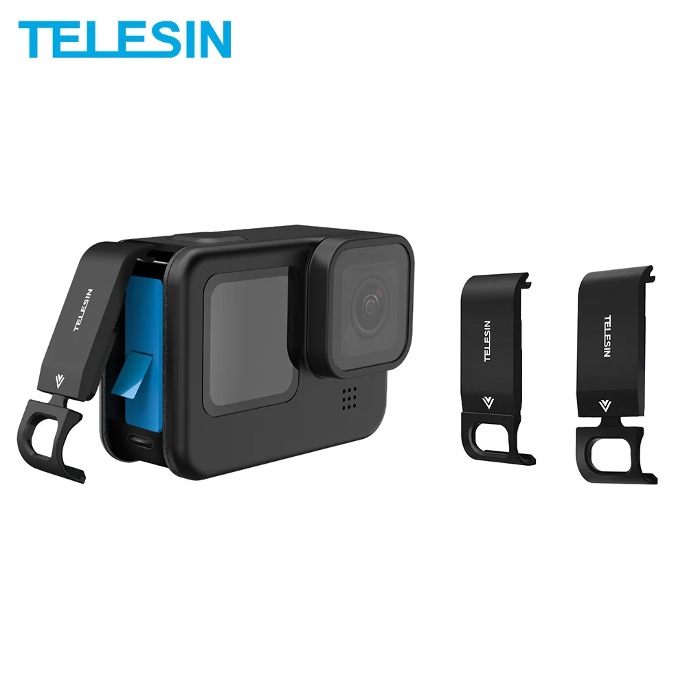 TELESIN For GoPro 9 Battery Side Cover Lid Aluminium Alloy Easy Removable Type-C Charging Cover Port For GoPro Hero 9 Black