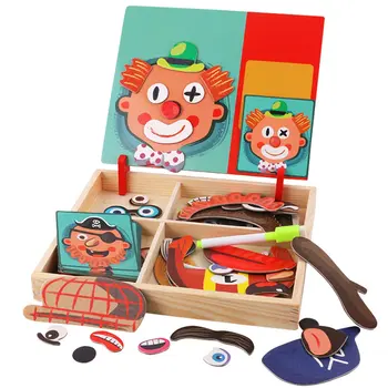 

Diy Magnetic Puzzle Facial Features Face Game Infant Child Early Childhood Cognitive Pairing Puzzle Force Wooden Toys