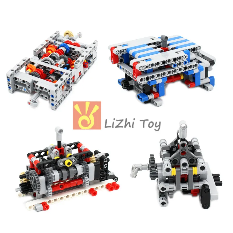 

Technology MOC Mechanical Group Engine Gearbox 4 6 8 Speeds with Reverse and Neutral DIY Building Blocks Bricks Compatible Car