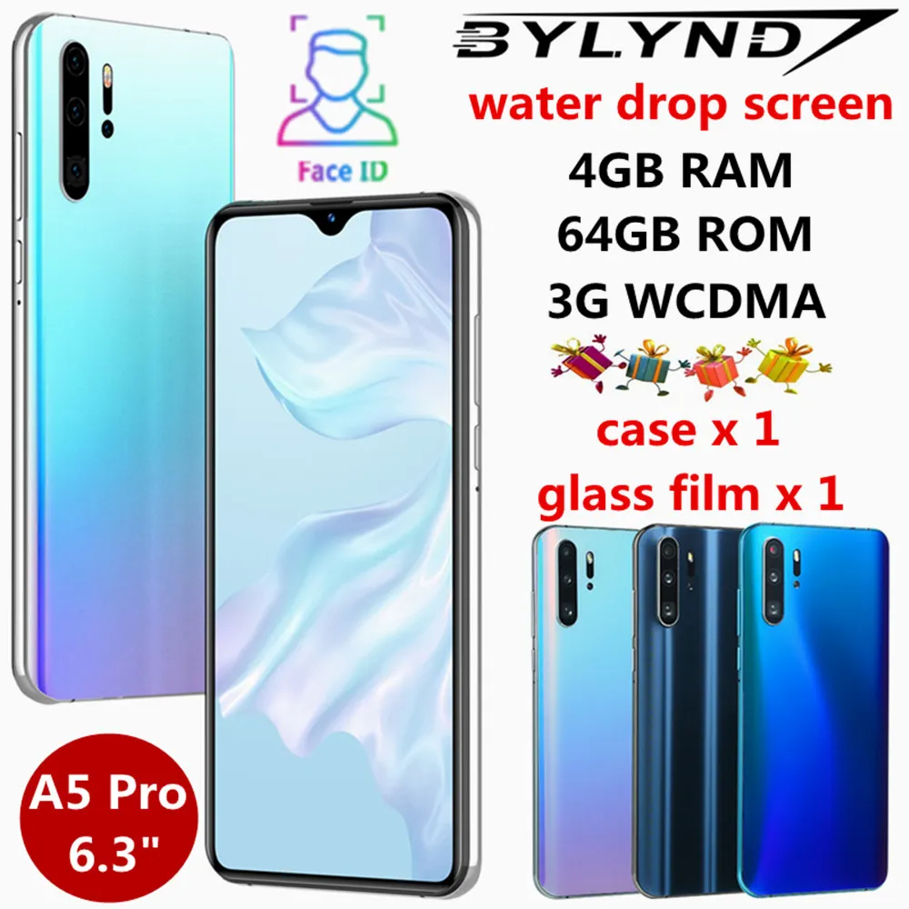 Глобальная версия A5 pro, смартфоны 6," ips, экран капли воды, четыре ядра, 4 Гб ОЗУ, 64 Гб ПЗУ, 13 МП, разблокированные на Android Мобильные телефоны