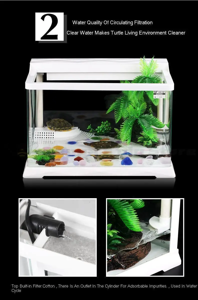 Creative Turtle Tank with Balcony Turtle Special Amphibious Tank Home Turtle Villa Glass Small Fish Tank Tortoise House