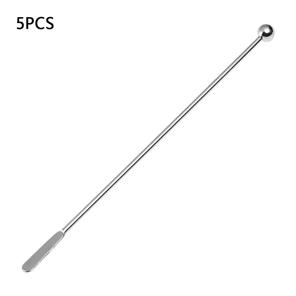 5Pcs Party Lightweight Bar Supplies Restaurant Stir Stick Cocktail Mixing Portable Swizzle Hotel Stainless Steel Kitchen Home