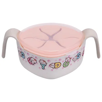 

1 Pc Practical Kids Bowl Food Container Baby Feeding Bowl with Cover and Straw for Children Kids (Orange)