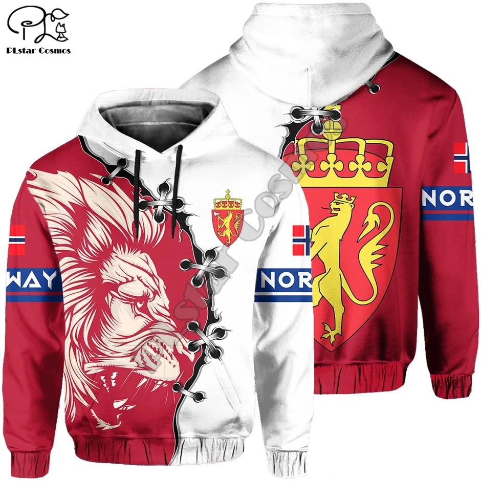 

PLstar Cosmos Norway Lion Norge Country Flag Tribe Tattoo 3Dprint Men/Women NewFashion Funny Streetwear Zip Hoodies Pullover A-7