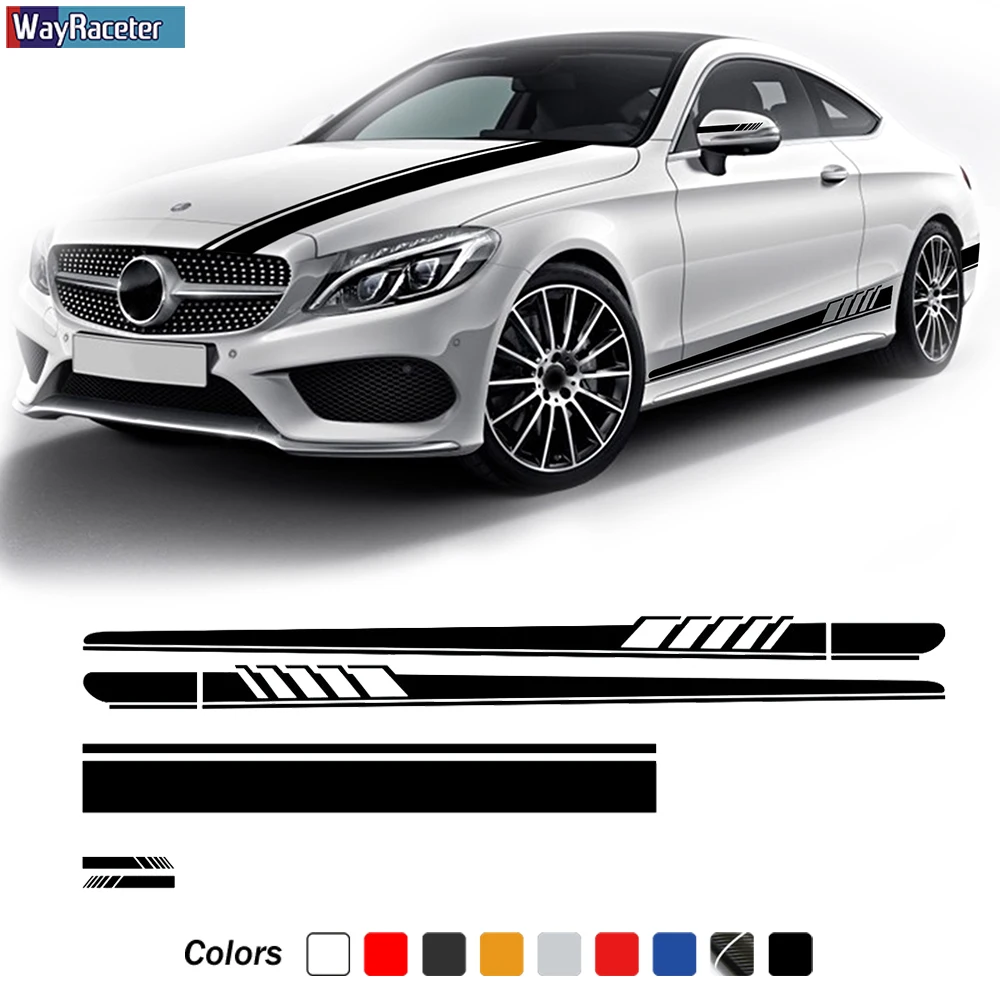 Door Side Stripes Skirt Sticker Rearview Mirror Vinyl Car Hood Decal ...