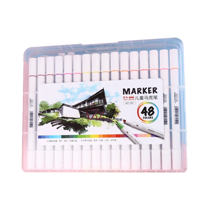 

Oily Double-headed Marker Set For Primary School Students To Design 12-24-36-48 Color Watercolor Set For Animation Indoor