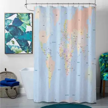 

Shower Curtains Clear Map,Old Fashioned Classical Political World Map Administration Theme Borders Countries, Multicolor,W69 x