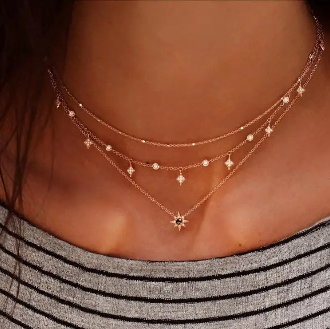 Модное Новое Женское Ожерелье Многослойная подвеска-кисточка для ожерелья многослойное на ключицы ожерелье цепочка подарок