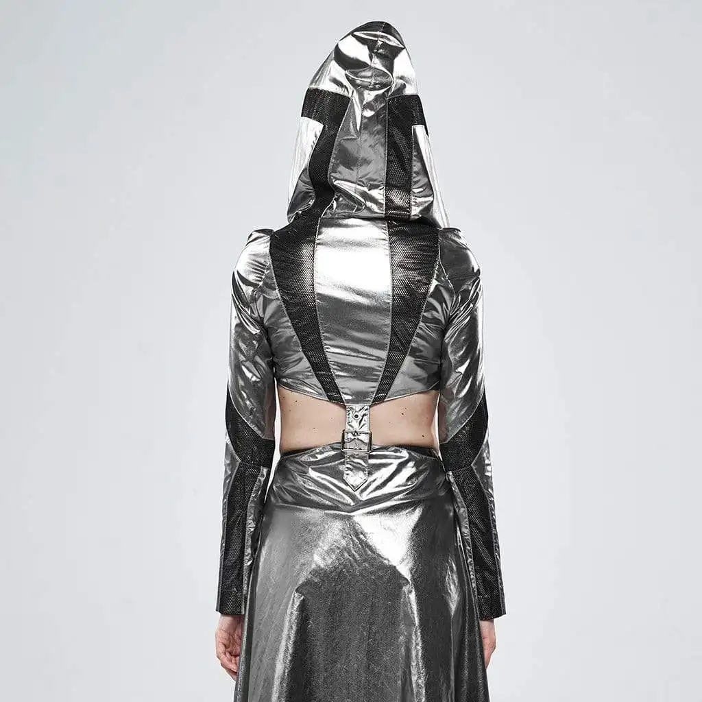 Панк Rave women's Goth выдалбливают тонкие облегающие пальто с капюшоном со съемным подолом WY-1142XCF