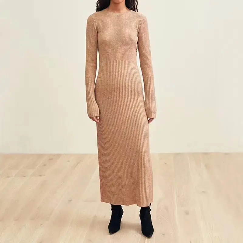 

2019 Nordic Women's Slim Fishtail 100% Wool Knitted Long Dress