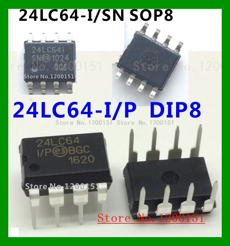24LC64 24LC64-I/SN SOP8 24LC64-I/P DIP-8 | Электронные компоненты и принадлежности
