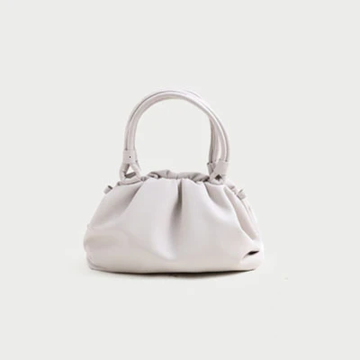Off-white Unua amo облачная Сумка Женская Роскошная мягкая натуральная кожа сумки через плечо Ретро плиссированные дамские сумочки - Цвет: Off-white