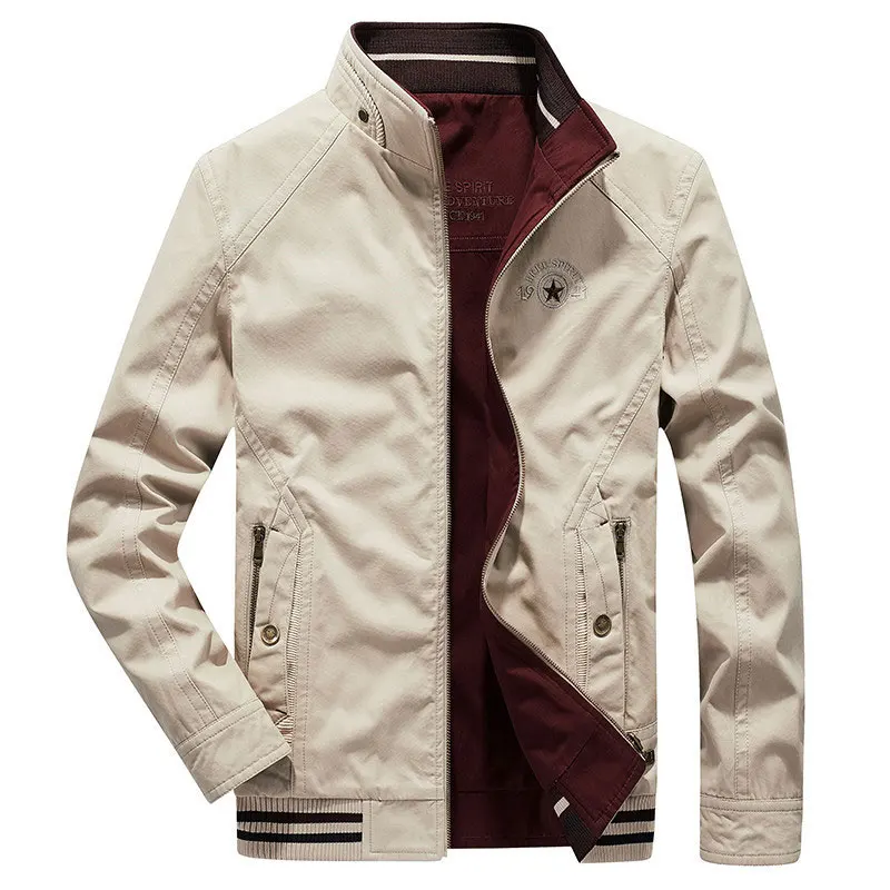 

2020 Spring Autumn 4XL Jackets Coats Stand Collar Solid Color Cotton Casual Military Cargo Reversible Jackets Coats Business