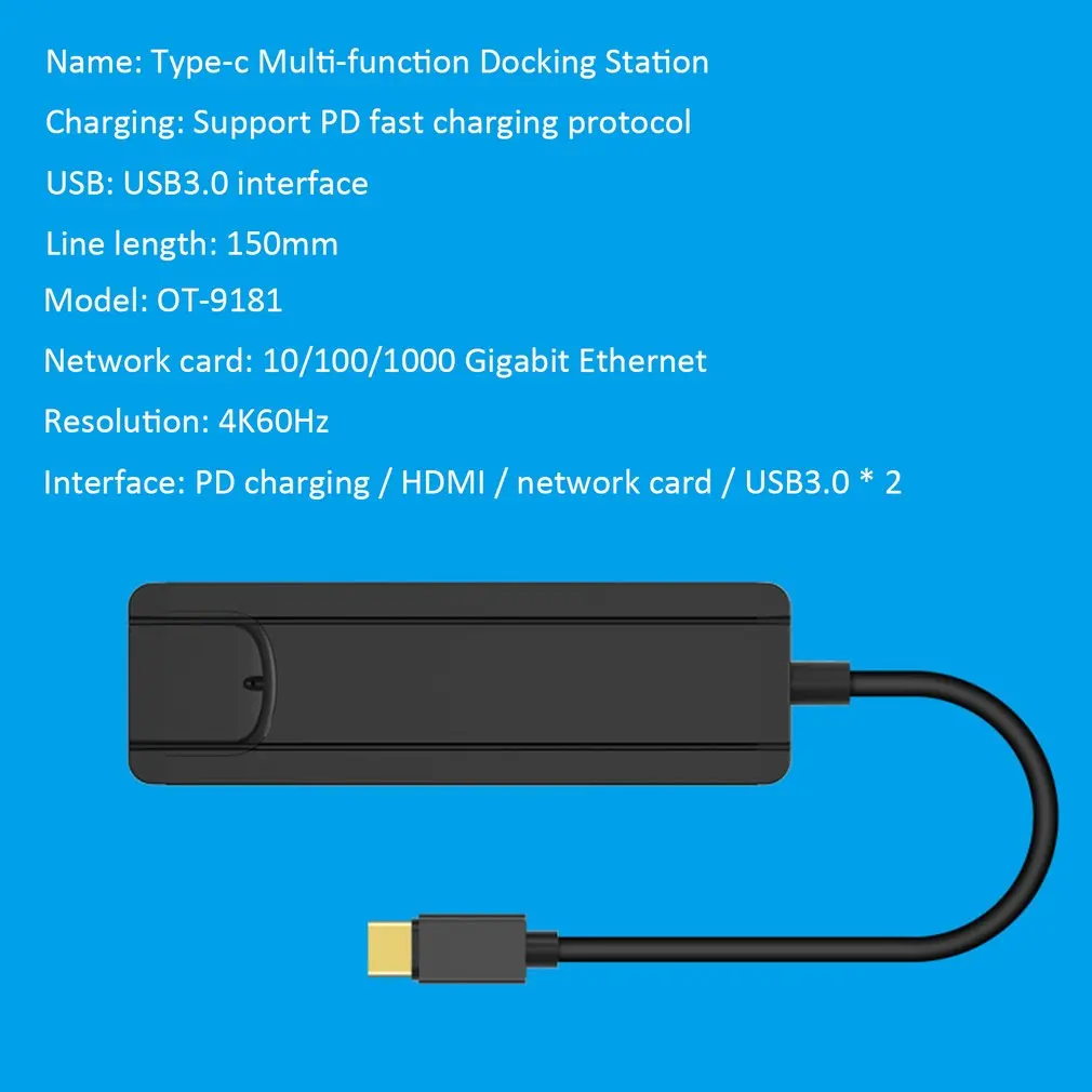 5 в 1 концентратор Uitstekende Duurzaam ABS алюминиевый тип-c om PD USB3.1/HDMI/RJ45/2 USB3.0 Многофункциональный USB-C