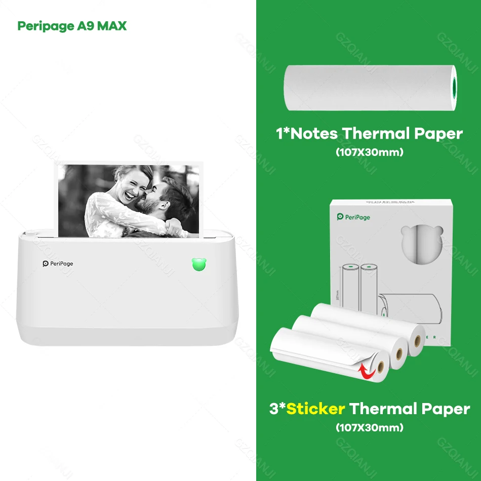 Peripage A9 A9s Max Mini Photo Wireless Thermal Phone Printer Sticker Label Notes List Printing Machine With Paper Roll Official mini handheld printer Printers