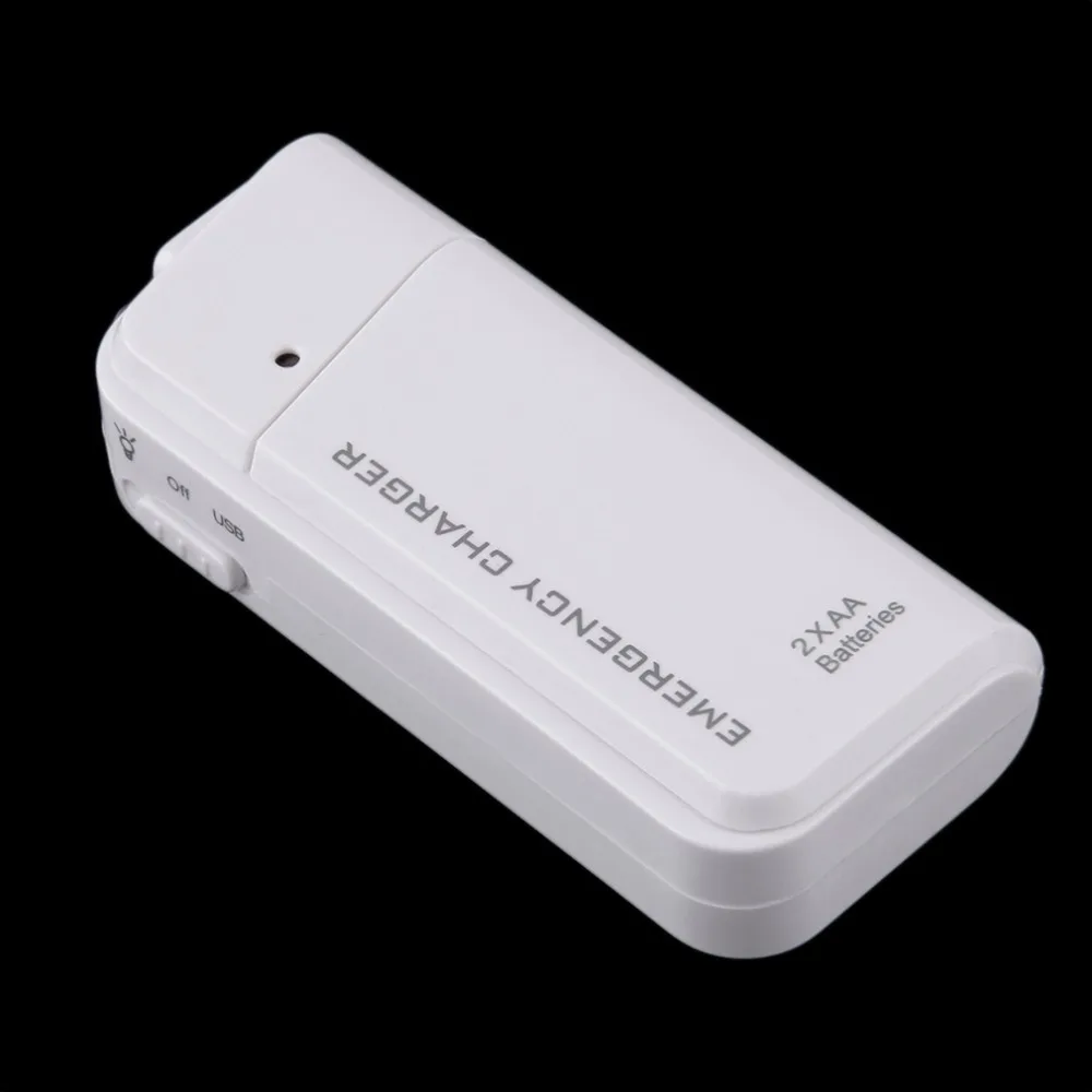 Универсальный портативный USB аварийный 2 AA аккумулятор удлинитель Зарядное устройство блок питания для iPhone мобильный телефон MP3 MP4 Белый