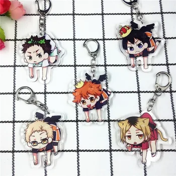 

Japanese Cartoon Haikyuu Acrylic Keychain Hinata Shoyo Kageyama Tobio Sugawara Koushi Nishinoya Yuu Anime Figure Keyring Brelok
