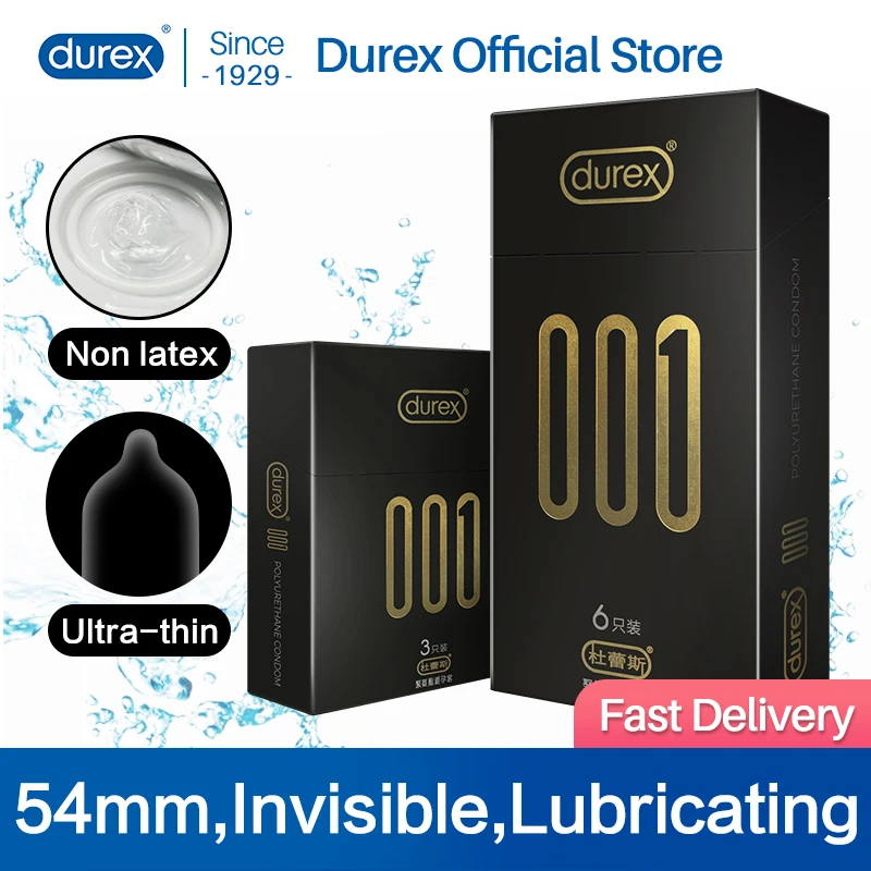 NEW Durex Condoms 54mm 001 Polyurethane Non latex Invisible Ultra Thin penis Sleeve For Adult sex products Condom 1