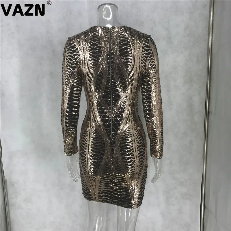 VAZN, горячая Распродажа, для зрелых, неопрятный, с оборками, сексуальный, повседневный стиль, однотонный, длинный рукав, талия, коллекция, эластичное, для женщин, карандаш, тонкое, мини-платье