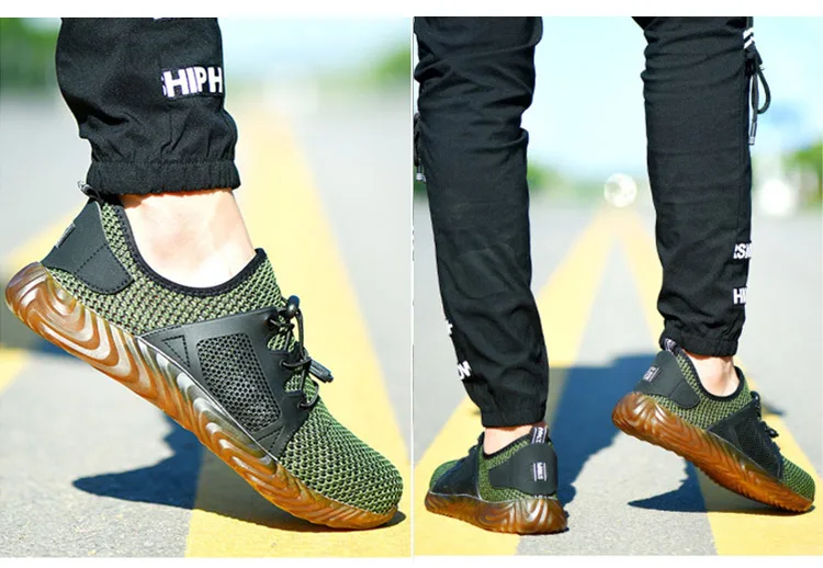 Safety Shoes Breathable Mesh Steel Toe Cap Labor Shoes Summer Lightweight Work Anti-smashing Stab-resistant Protective Footwear (18)