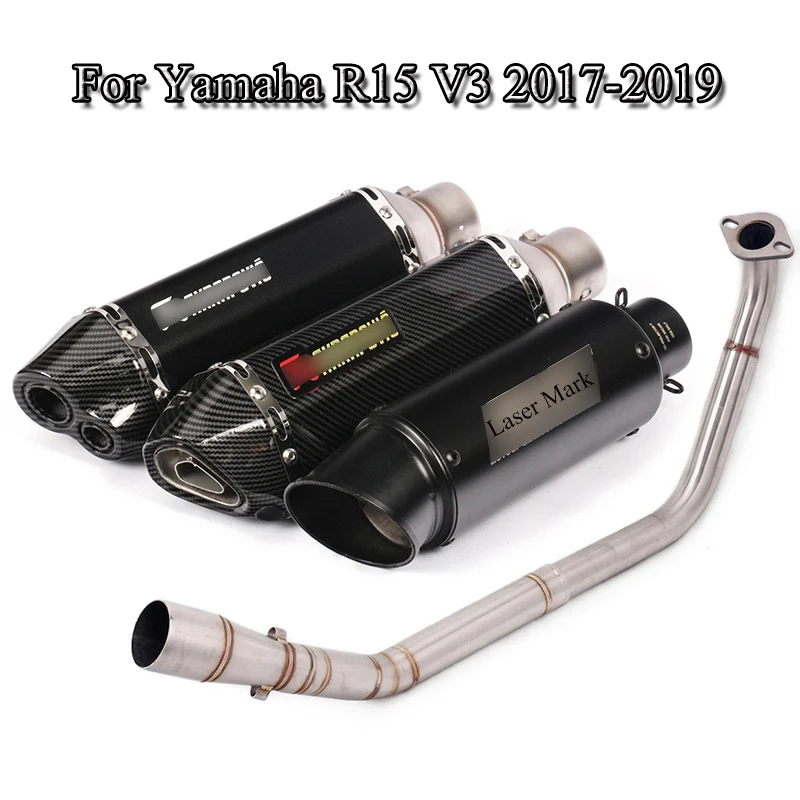 

R15 V3 Motorcycle Exhaust Whole Set Pipe 51mm Muffler Tail Pipe Connecting Front Link Pipe Slip On For 2017-2019 Yamaha R15 Moto