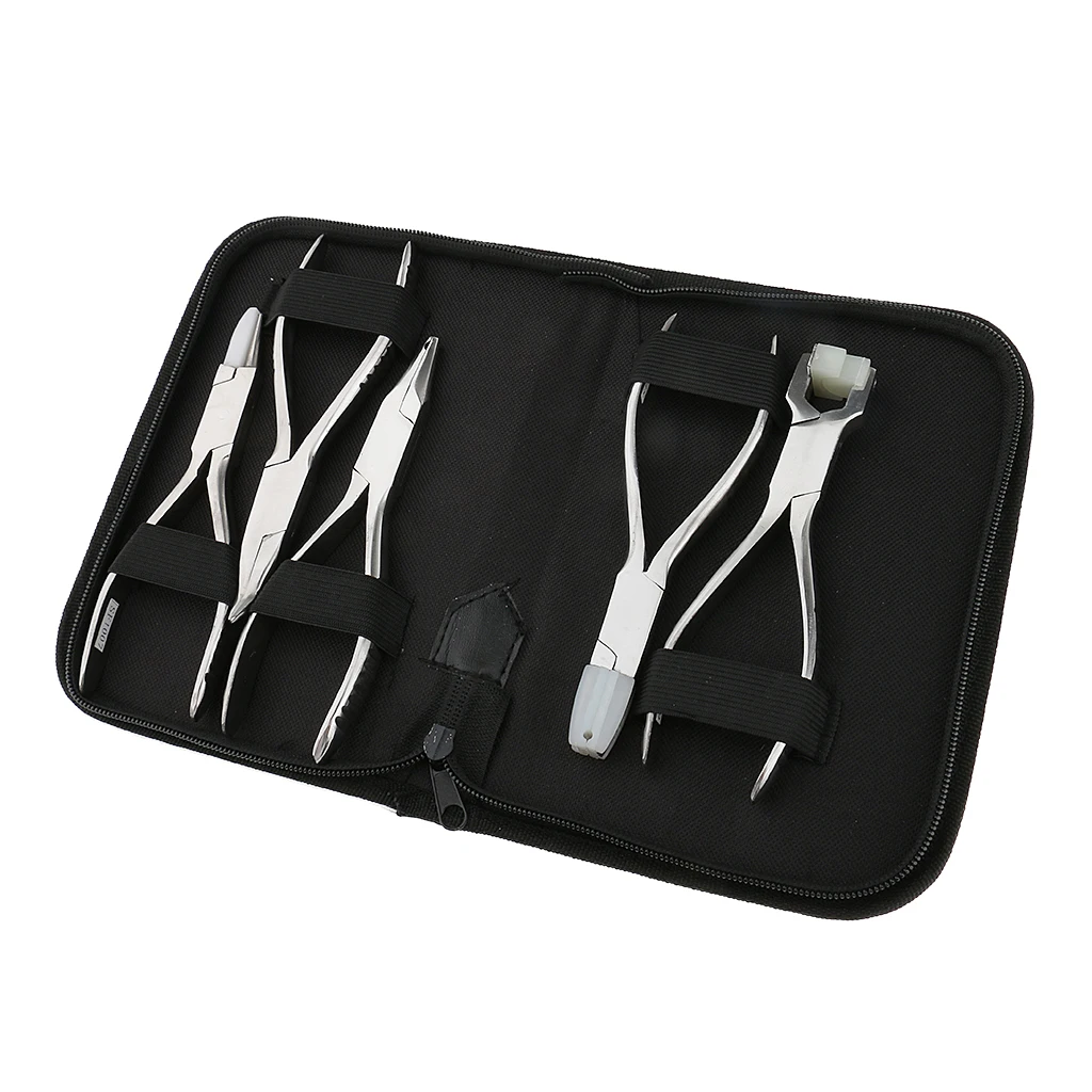 Set of 5pcs Stainless Steel Optic Eye Glasses Optician Eyeglasses Frame Repair Optical Pliers Tools Kit with Black Pouch Bag