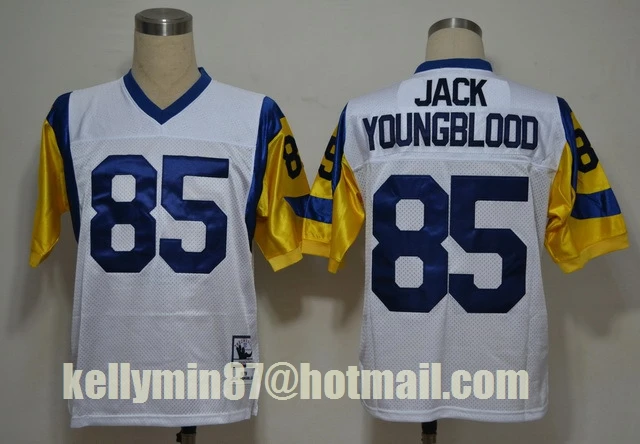 Бежевый Stitiched, Los Angel, Jack Youngblood, Eric, Marshall Faulk, Kurt Warner, Throwback для мужчин Джерси - Цвет: Бежевый