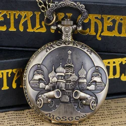 Steampunk Copper Quartz Pocket Watch Pendant Chain Russia Souvenirs Women Men Watches XH3022