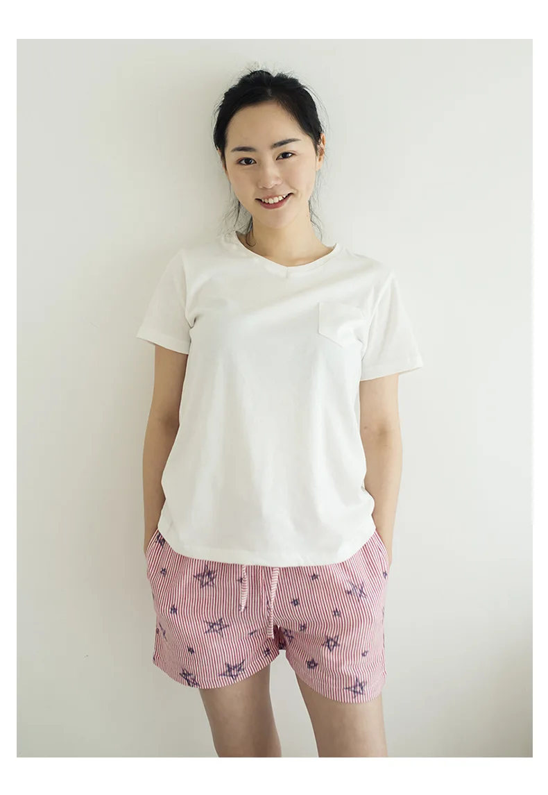 Psychological 26-Spring Summer Pure Cotton Couples Gauze Pajama Pants Cotton Shorts Women's Home Pants Loose And Plus-sized