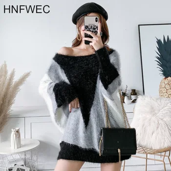 

Hit Color Crew Neck Pullover Sweater Women 2020 Spring New Korean Version Loose Leisure Knit Sweater Female Y817