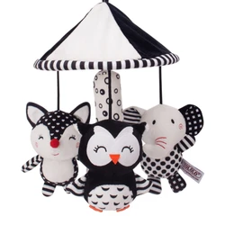 Hochet en peluche pour enfants, ensemble de jouets pour bébés de 0 à 12 mois, nouveau né, noir, blanc, Animal doux, Mobile suspendu au lit, cloche, cadeaux 