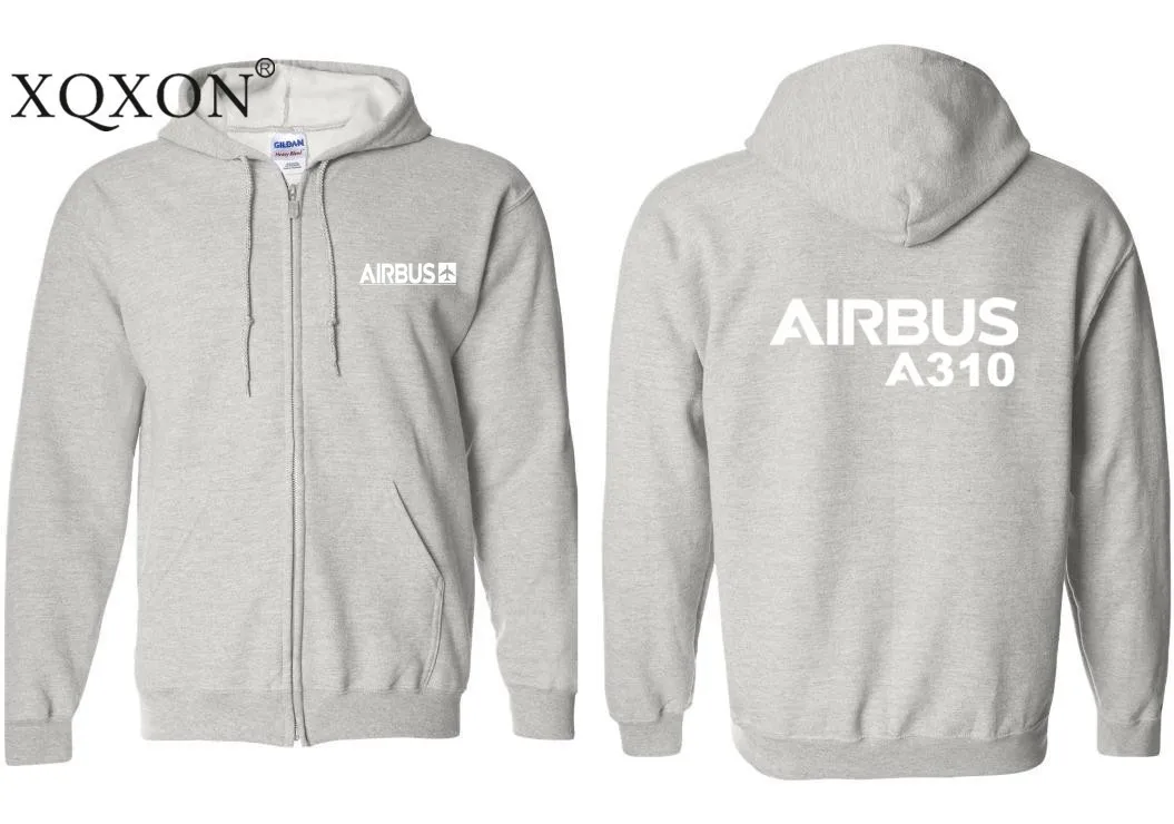 XQXON- Harajuku мужские толстовки Airbus A310 дизайн печатных толстый человек толстовки на молнии Z715 - Цвет: Gray